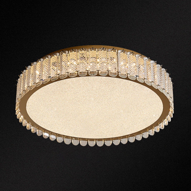 1-Light Drum Flush Ceiling Lights Modern Crystal Flush Light