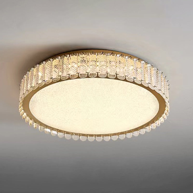 1-Light Drum Flush Ceiling Lights Modern Crystal Flush Light