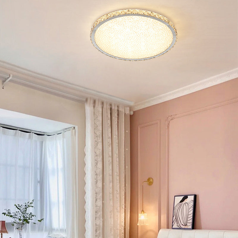 Circle Flush Ceiling Light Modern Crystal 1 Light Flush Light Fixtures