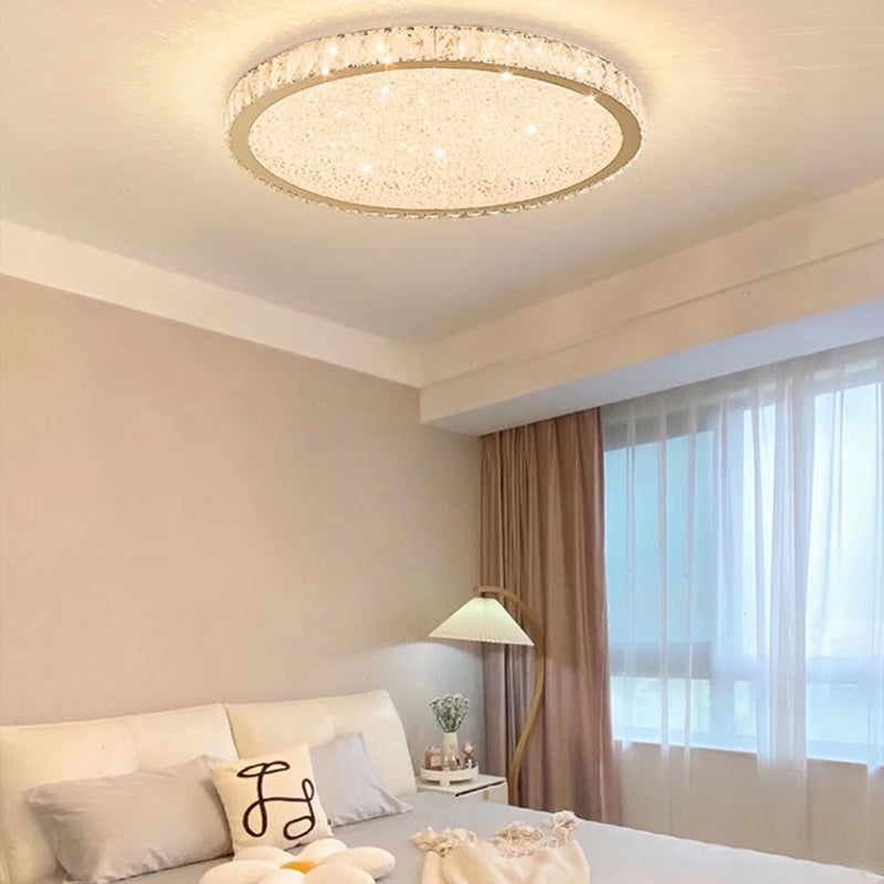 Circle Flush Ceiling Light Modern Crystal 1 Light Flush Light Fixtures