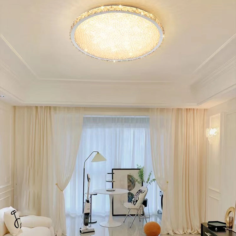 Circle Flush Ceiling Light Modern Crystal 1 Light Flush Light Fixtures