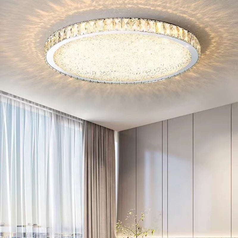 Circle Flush Ceiling Light Modern Crystal 1 Light Flush Light Fixtures