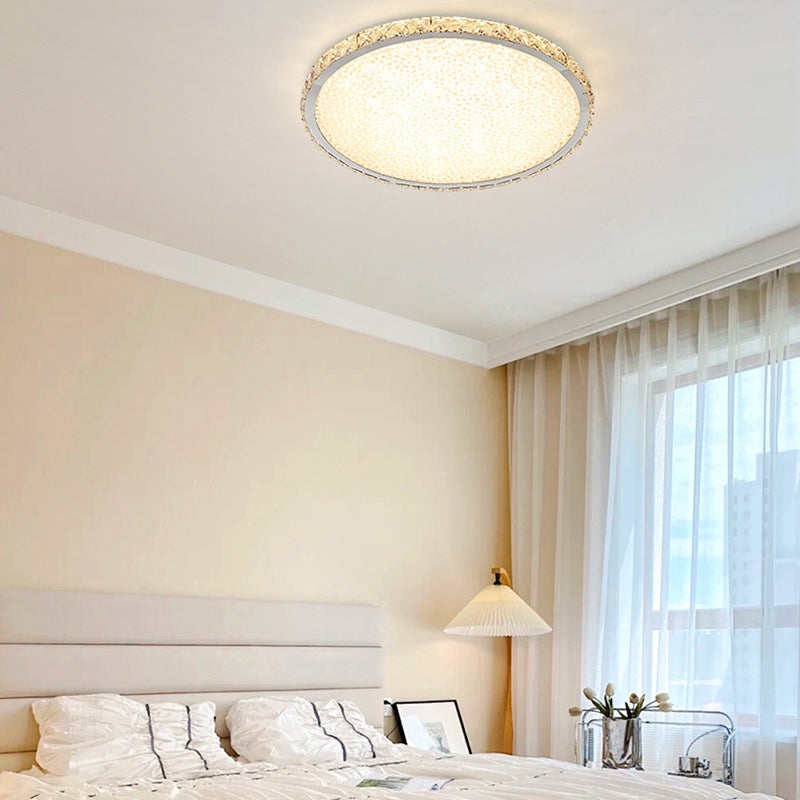 Circle Flush Ceiling Light Modern Crystal 1 Light Flush Light Fixtures