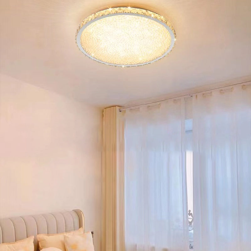 Circle Flush Ceiling Light Modern Crystal 1 Light Flush Light Fixtures