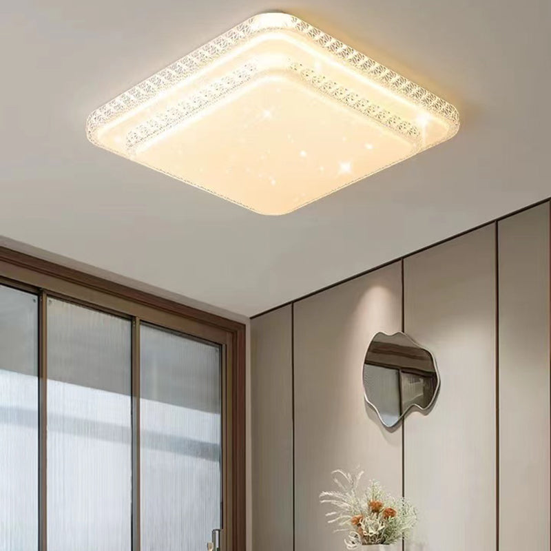 Modern Flush Light Acrylic Ceiling Lighting in White for Bedroom