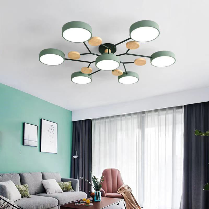 Nordic Style Ceiling Lighting Metal Semi Flush Mount for Living Room