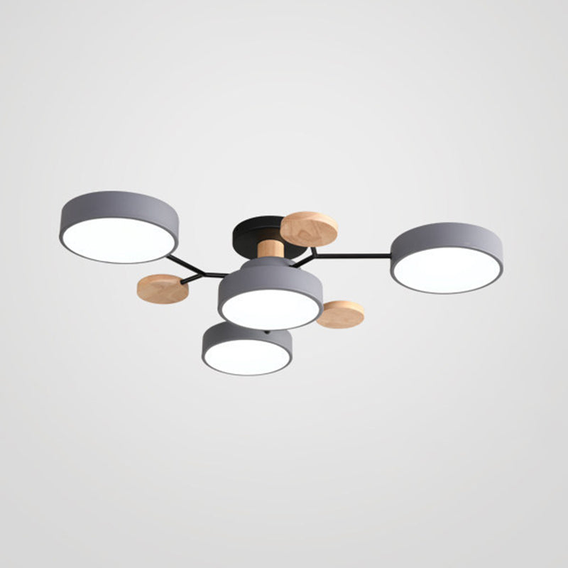 Nordic Style Ceiling Lighting Metal Semi Flush Mount for Living Room