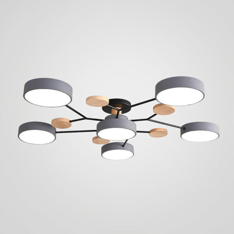 Nordic Style Ceiling Lighting Metal Semi Flush Mount for Living Room