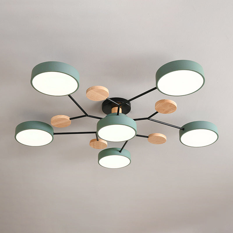 Nordic Style Ceiling Lighting Metal Semi Flush Mount for Living Room