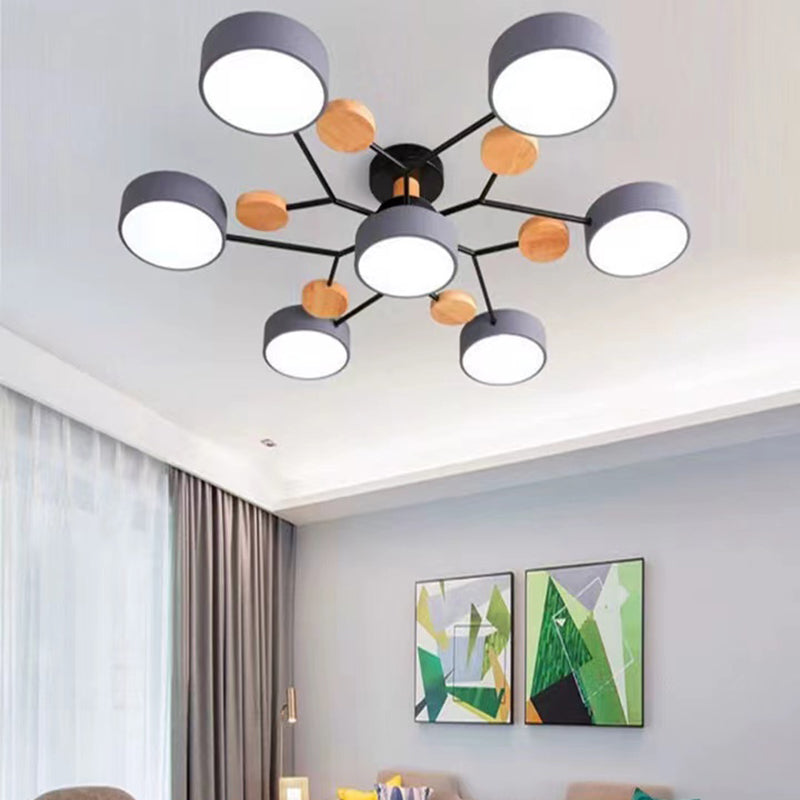 Nordic Style Ceiling Lighting Metal Semi Flush Mount for Living Room