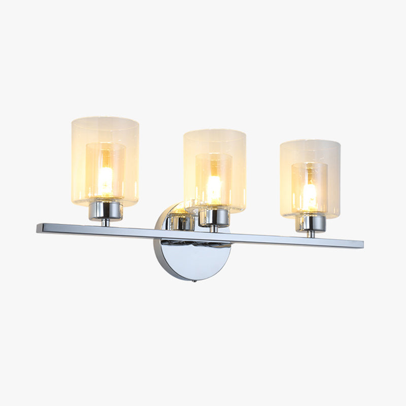 Modern Mirror Front Light 3 Lights Vanity Light with Glass Shade for Bathroom