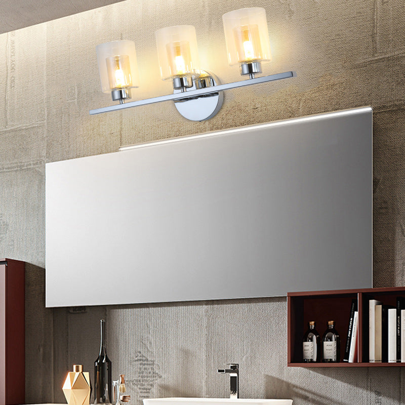 Modern Mirror Front Light 3 Lights Vanity Light with Glass Shade for Bathroom