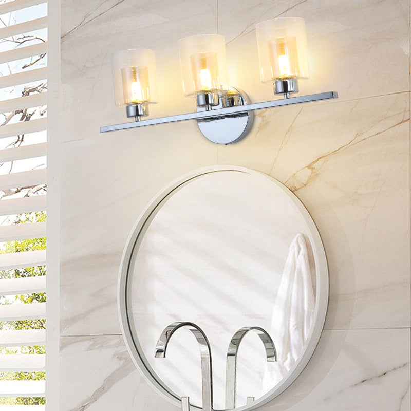 Modern Mirror Front Light 3 Lights Vanity Light with Glass Shade for Bathroom