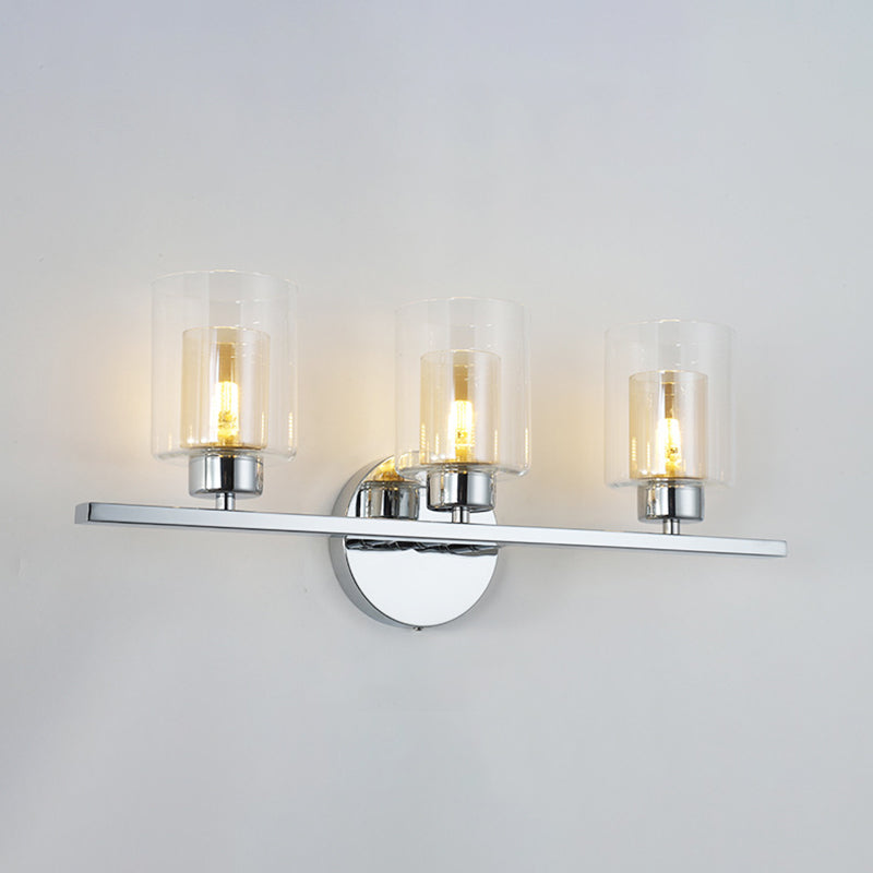 Modern Mirror Front Light 3 Lights Vanity Light with Glass Shade for Bathroom