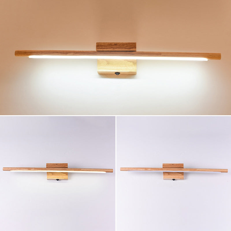 Modern Wooden Mirror Front Light LED Vanity Light with Acrylic Shade for Bathroom