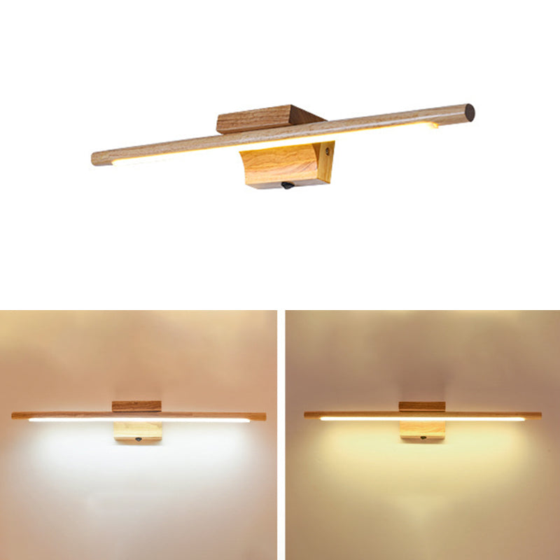 Modern Wooden Mirror Front Light LED Vanity Light with Acrylic Shade for Bathroom