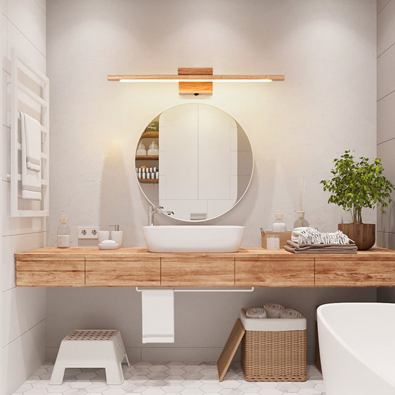 Modern Wooden Mirror Front Light LED Vanity Light with Acrylic Shade for Bathroom