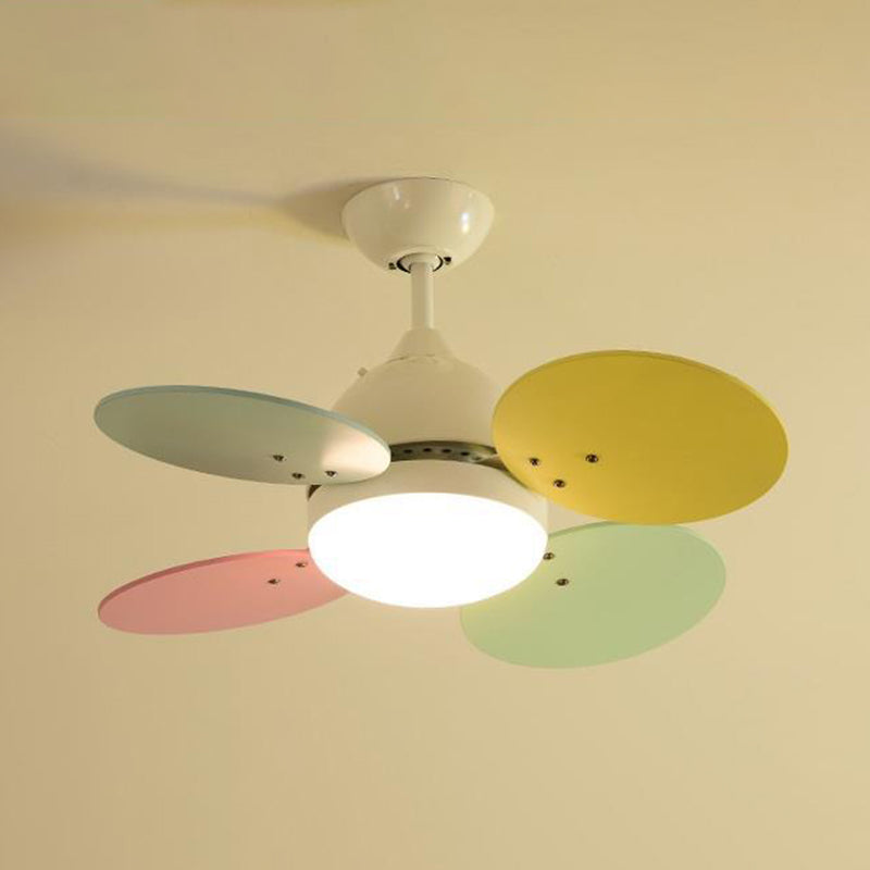 Nordic Style Wooden Ceiling Fan Lamp Colorful Ceiling Fan Light for Children's Room