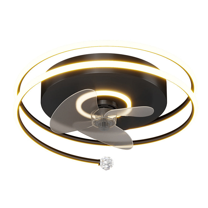 3-Blade Golden/Black Ceiling Fan Children Metallic Fan with Light for Room