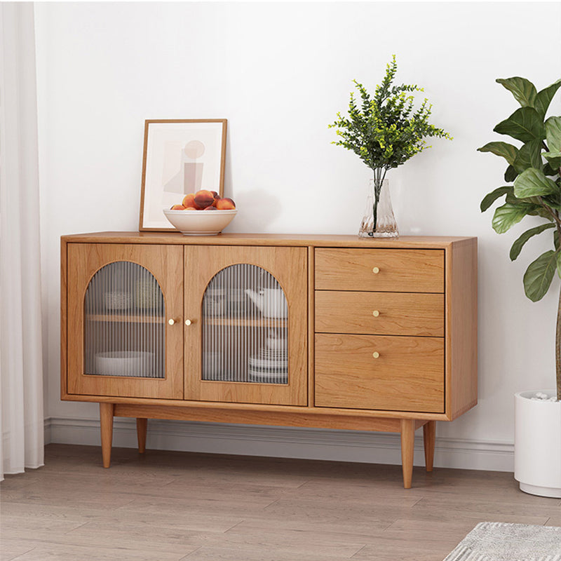 Modern Sideboard Buffet Pine Solid Wood 3 Drawers and 2 Doors Cabinets Buffet Sideboard