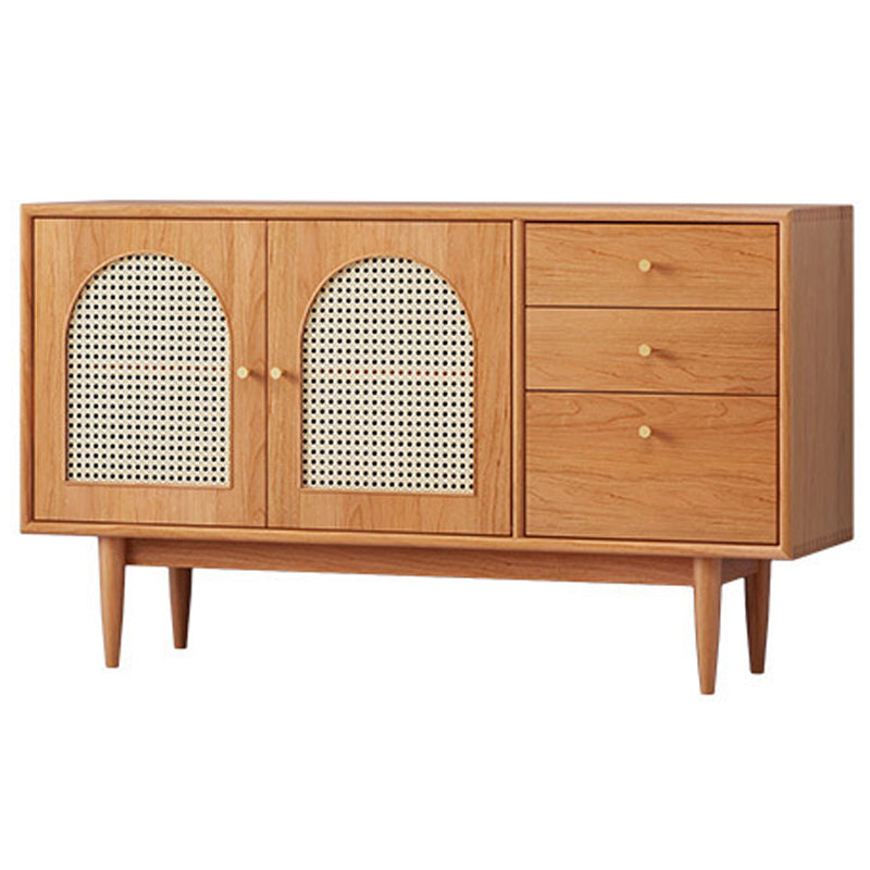 Modern Sideboard Buffet Pine Solid Wood 3 Drawers and 2 Doors Cabinets Buffet Sideboard