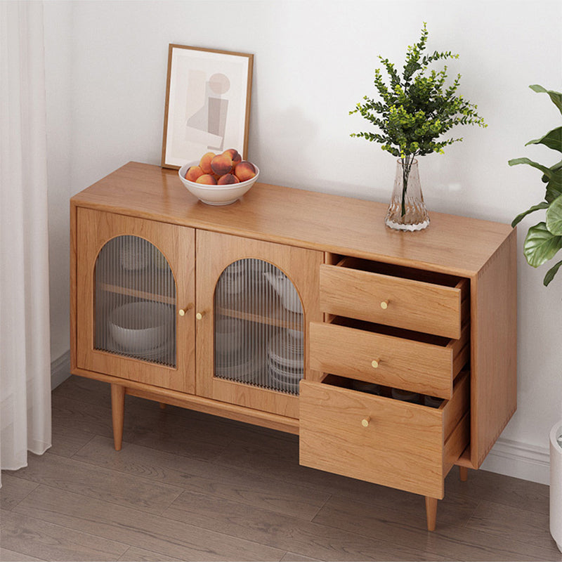 Modern Sideboard Buffet Pine Solid Wood 3 Drawers and 2 Doors Cabinets Buffet Sideboard