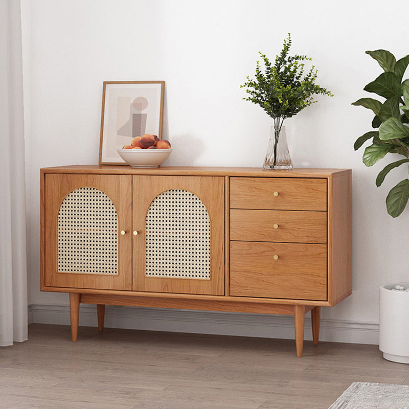 Modern Sideboard Buffet Pine Solid Wood 3 Drawers and 2 Doors Cabinets Buffet Sideboard