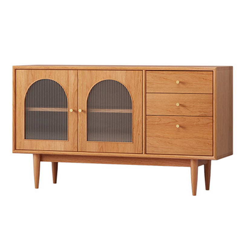 Modern Sideboard Buffet Pine Solid Wood 3 Drawers and 2 Doors Cabinets Buffet Sideboard