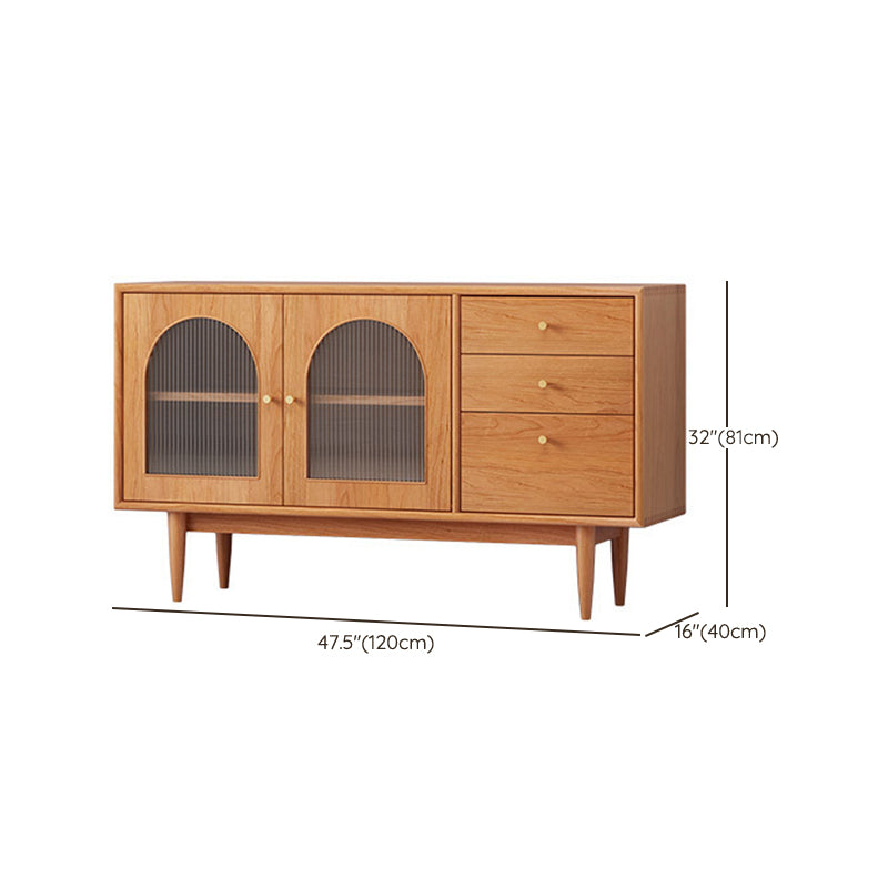 Modern Sideboard Buffet Pine Solid Wood 3 Drawers and 2 Doors Cabinets Buffet Sideboard