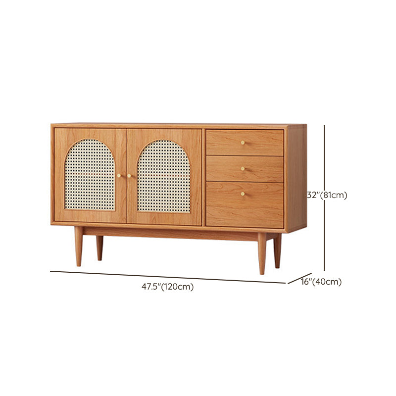 Modern Sideboard Buffet Pine Solid Wood 3 Drawers and 2 Doors Cabinets Buffet Sideboard