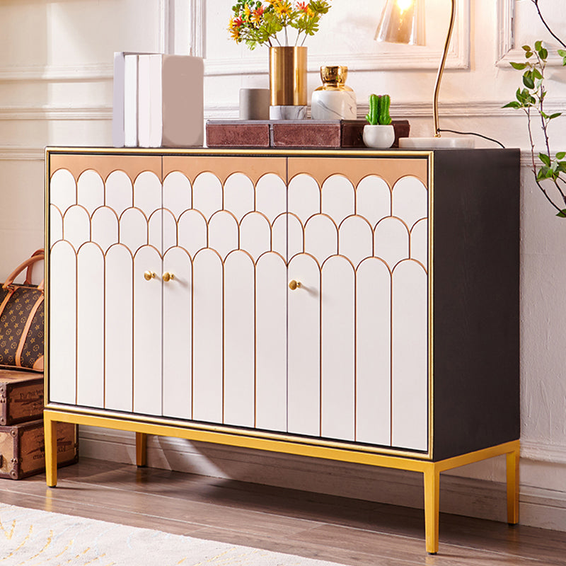 Glam Engineered Wood Sideboard Cabinet Server with Steel Legs