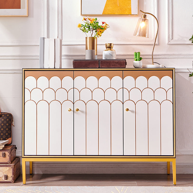 Glam Engineered Wood Sideboard Cabinet Server with Steel Legs