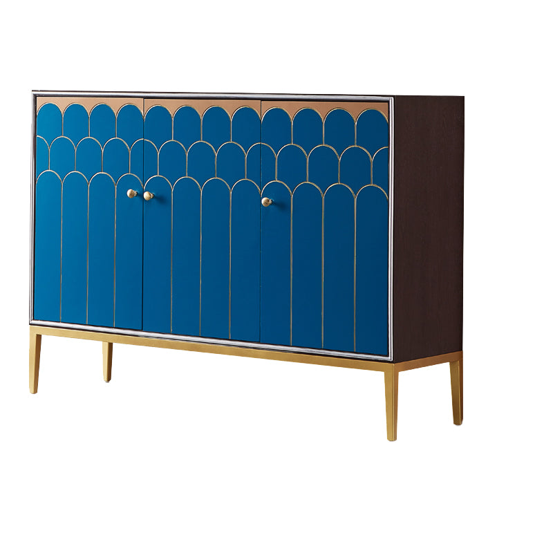 Glam Engineered Wood Sideboard Cabinet Server with Steel Legs