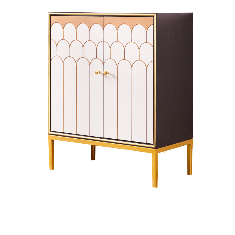 Glam Engineered Wood Sideboard Cabinet Server with Steel Legs