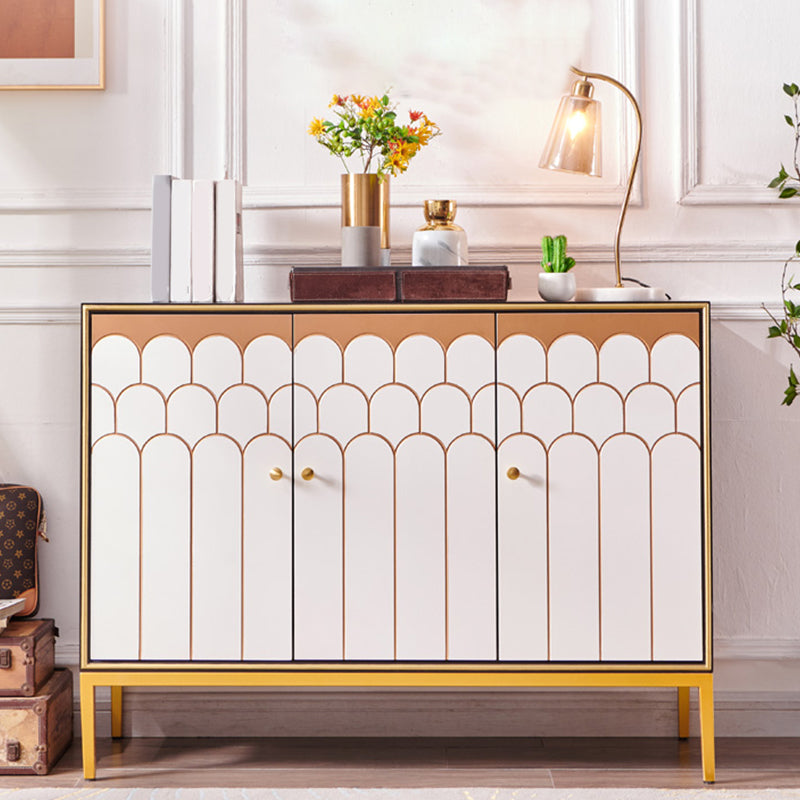 Glam Engineered Wood Sideboard Cabinet Server with Steel Legs