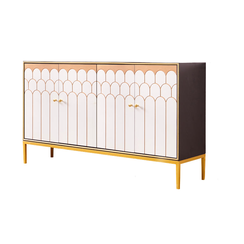 Glam Engineered Wood Sideboard Cabinet Server with Steel Legs