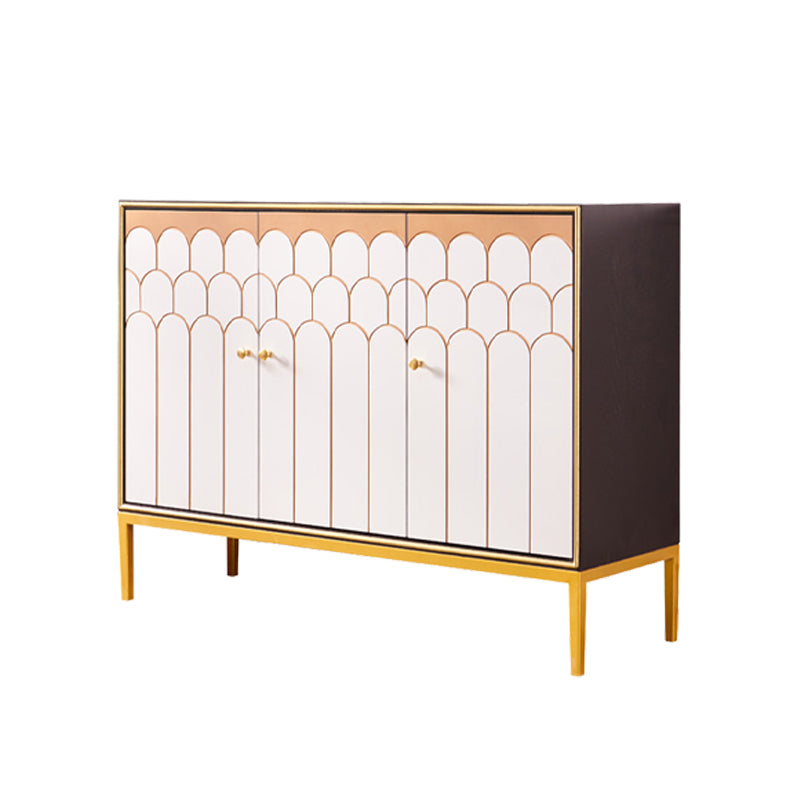 Glam Engineered Wood Sideboard Cabinet Server with Steel Legs