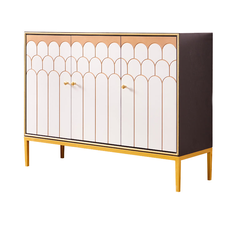 Glam Engineered Wood Sideboard Cabinet Server with Steel Legs