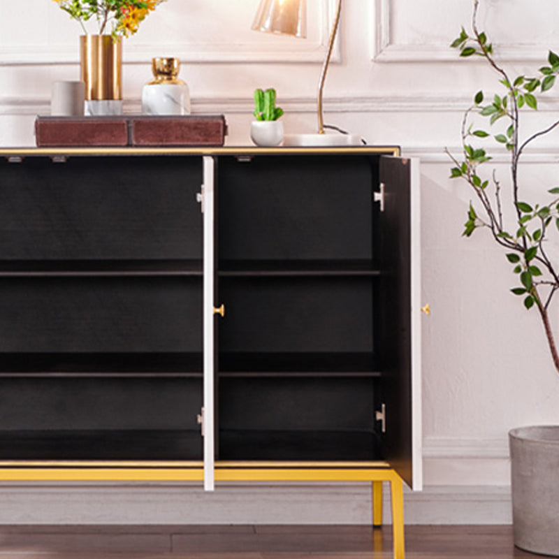 Glam Engineered Wood Sideboard Cabinet Server with Steel Legs