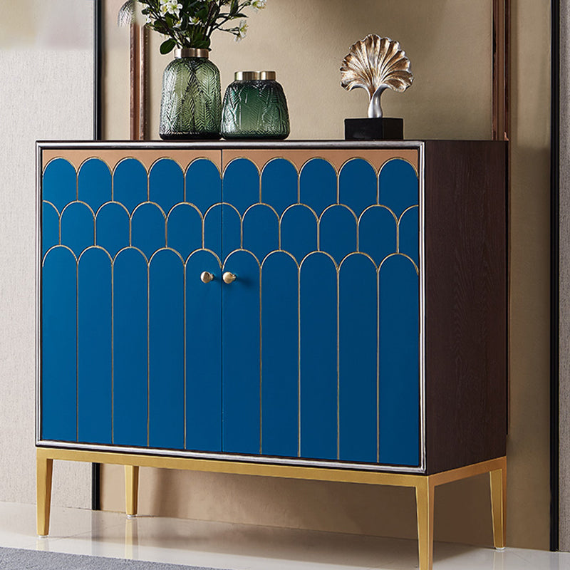 Glam Engineered Wood Sideboard Cabinet Server with Steel Legs