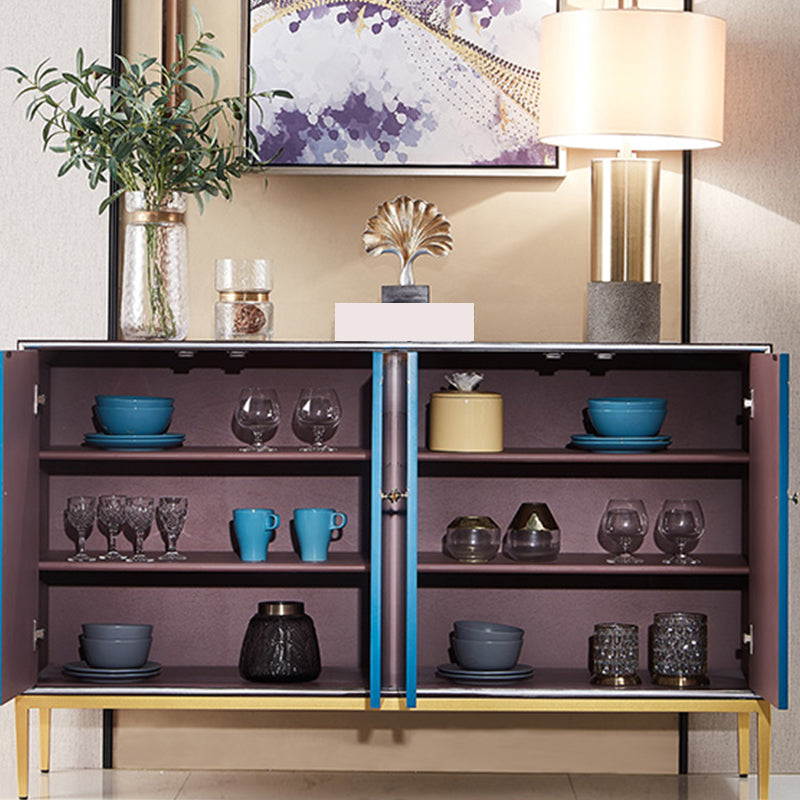 Glam Engineered Wood Sideboard Cabinet Server with Steel Legs