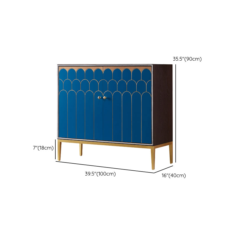 Glam Engineered Wood Sideboard Cabinet Server with Steel Legs