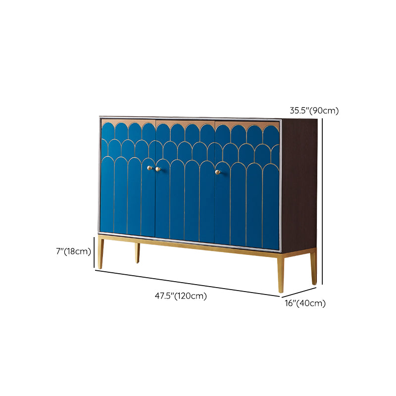 Glam Engineered Wood Sideboard Cabinet Server with Steel Legs