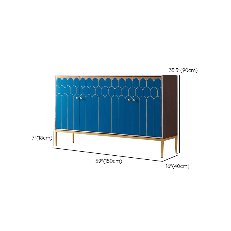 Glam Engineered Wood Sideboard Cabinet Server with Steel Legs