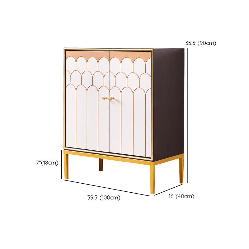 Glam Engineered Wood Sideboard Cabinet Server with Steel Legs