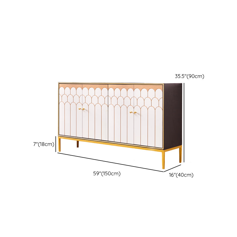 Glam Engineered Wood Sideboard Cabinet Server with Steel Legs