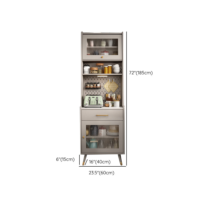 Modern Glass Doors Server Cabinets 1 Drawer and 2 Doors Buffet Sideboard