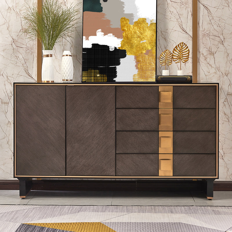 Engineered Wood Sideboard Cabinet 2 Doors Server with Solid Wood Legs