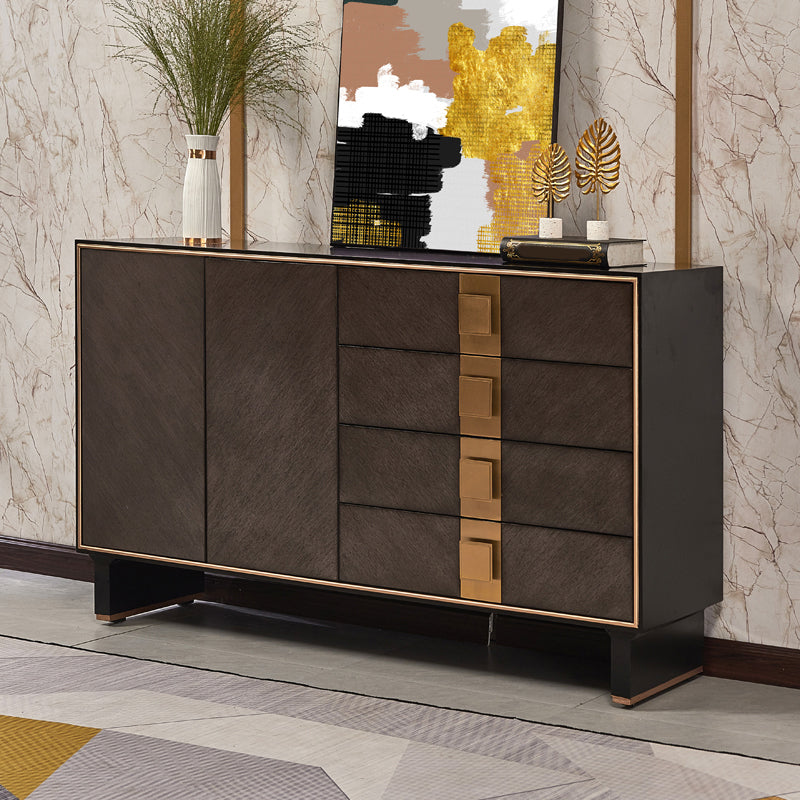 Engineered Wood Sideboard Cabinet 2 Doors Server with Solid Wood Legs