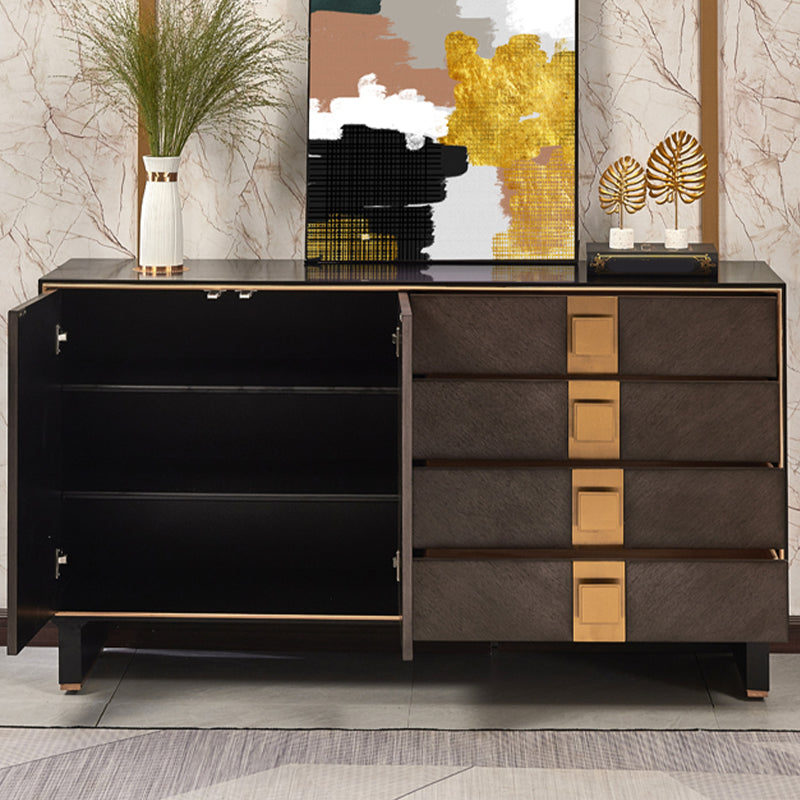 Engineered Wood Sideboard Cabinet 2 Doors Server with Solid Wood Legs